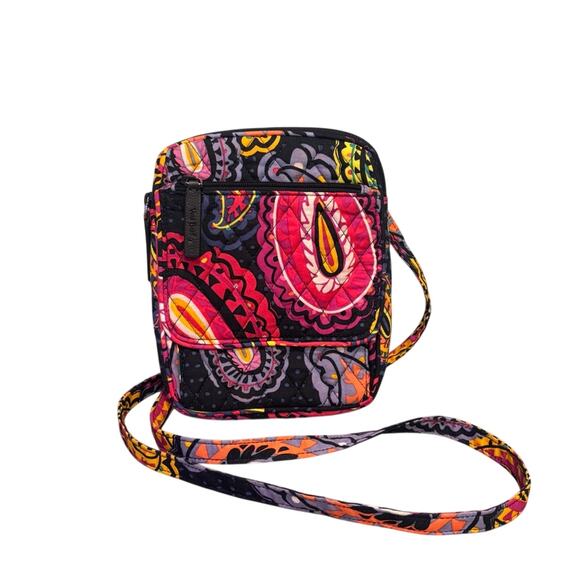 Vera Bradley Handbags - Women's Vera Bradley Navy Pink Paisley Quilted Crossbody Bag One Size Pockets